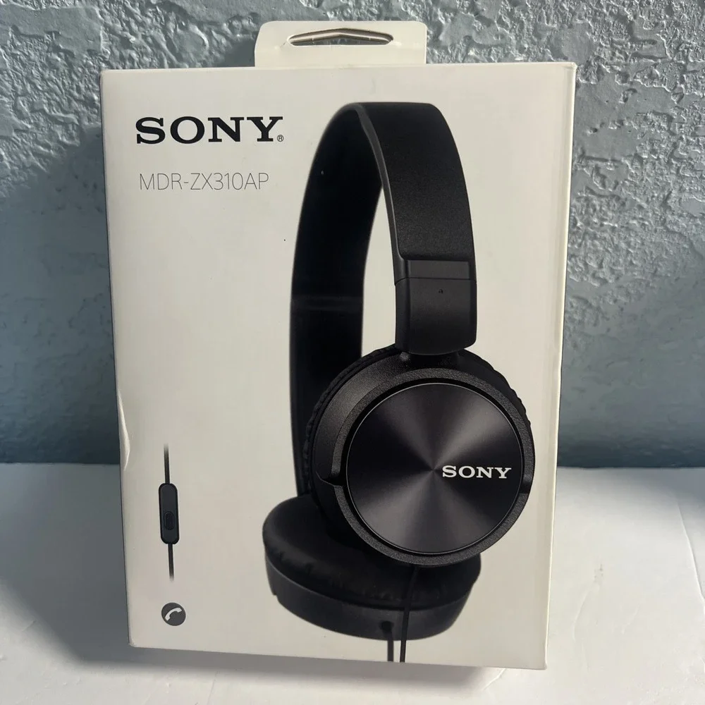 NEW Sony MDR-ZX110AP On-Ear Wired Headphones w In-Line Mic Black